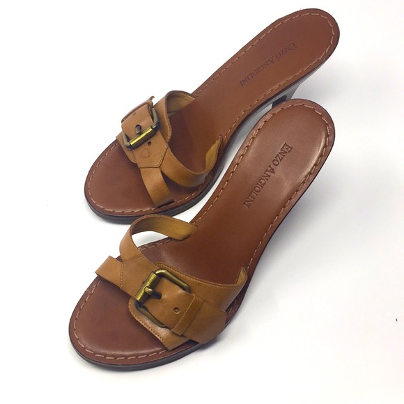 Leather and wood Enzo Angiolini heels - Picture 2 of 9